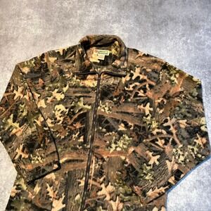 Vintage‎ Camo Fleece Jacket Full Zip Men's Medium Woodland Hunting